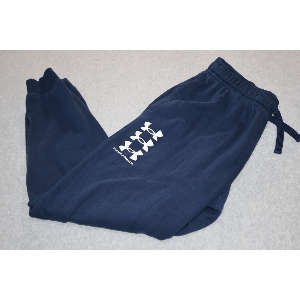 Under Armour Joggers Men Medium Navy Blue ColdGear Fleece Sweatpants Gym